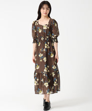 画像をギャラリービューアに読み込む, Vネックギャザーフラワーワンピース/TT537407