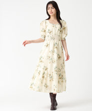画像をギャラリービューアに読み込む, Vネックギャザーフラワーワンピース/TT537407