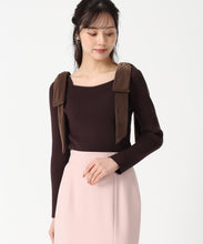 画像をギャラリービューアに読み込む, ベロア肩リボンニット/TT538309 (ブラウン)