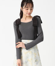 画像をギャラリービューアに読み込む, ベロア肩リボンニット/TT538309 (チャコールグレー)