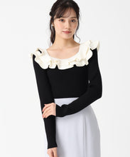 画像をギャラリービューアに読み込む, フリルカラーニット/TT538311 (ブラック)