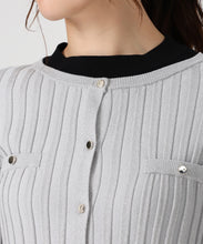 画像をギャラリービューアに読み込む, ワイドリブ配色ペプラムカーディガン/MM548405