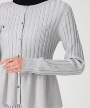 画像をギャラリービューアに読み込む, ワイドリブ配色ペプラムカーディガン/MM548405