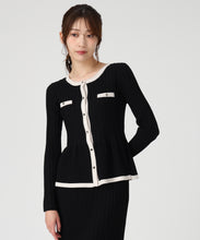 画像をギャラリービューアに読み込む, ワイドリブ配色ペプラムカーディガン/MM548405