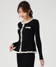 画像をギャラリービューアに読み込む, ワイドリブ配色ペプラムカーディガン/MM548405