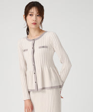 画像をギャラリービューアに読み込む, ワイドリブ配色ペプラムカーディガン/MM548405