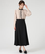 画像をギャラリービューアに読み込む, ピンタック配色リボンブラウス/MM548102