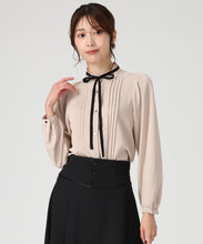 画像をギャラリービューアに読み込む, ピンタック配色リボンブラウス/MM548102
