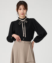 画像をギャラリービューアに読み込む, ピンタック配色リボンブラウス/MM548102