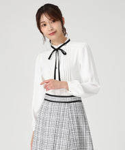 画像をギャラリービューアに読み込む, ピンタック配色リボンブラウス/MM548102