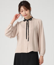 画像をギャラリービューアに読み込む, ピンタック配色リボンブラウス/MM548102