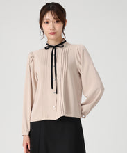 画像をギャラリービューアに読み込む, ピンタック配色リボンブラウス/MM548102