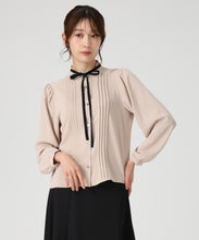画像をギャラリービューアに読み込む, ピンタック配色リボンブラウス/MM548102