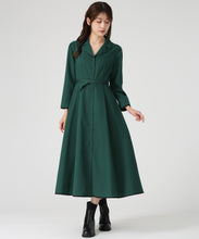 画像をギャラリービューアに読み込む, 【WEB限定予約販売/9月中旬発売予定】テーラー襟配色ワンピース/MM547415 (グリーン)
