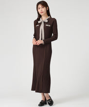 画像をギャラリービューアに読み込む, 配色ポロ衿ワイドリブニットワンピース/MM547412