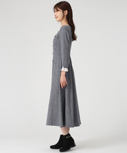 画像をギャラリービューアに読み込む, フロント釦ツイード風フレアワンピース/MM547402