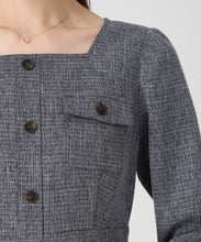 画像をギャラリービューアに読み込む, フロント釦ツイード風フレアワンピース/MM547402