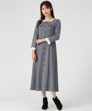 画像をギャラリービューアに読み込む, フロント釦ツイード風フレアワンピース/MM547402