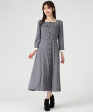 画像をギャラリービューアに読み込む, フロント釦ツイード風フレアワンピース/MM547402