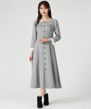 画像をギャラリービューアに読み込む, フロント釦ツイード風フレアワンピース/MM547402