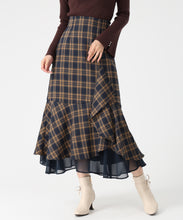 画像をギャラリービューアに読み込む, ラッフル裾シアースカート/MM547208 (ネイビー)