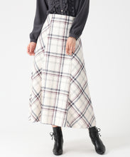 画像をギャラリービューアに読み込む, ロービングチェックAラインミディスカート/MM547215 (アイボリー)