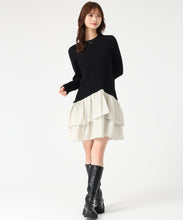 画像をギャラリービューアに読み込む, ツイードドッキングミニワンピース/MM547413 (ブラック/ホワイト)