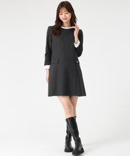 画像をギャラリービューアに読み込む, 配色サックミニワンピース/MM547416 (ブラック)