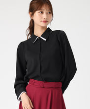 画像をギャラリービューアに読み込む, ダブルカラー配色ブラウス/MM548103 (ブラック)