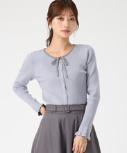 画像をギャラリービューアに読み込む, フリル袖配色リボンニット/MM548309 (ブルー)