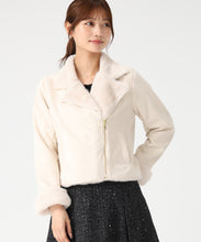 画像をギャラリービューアに読み込む, ファー付きスエードライダースジャケット/MM548608 (アイボリー)