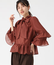 画像をギャラリービューアに読み込む, ティアード袖ブラウス/TT548101 (ワイン)