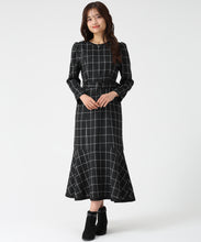 画像をギャラリービューアに読み込む, ウィンドペンチェックワンピース /MM547417 (ブラック)