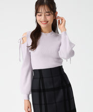 画像をギャラリービューアに読み込む, 肩開きリボンニット/MM548315 (ラベンダー)