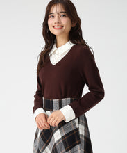 画像をギャラリービューアに読み込む, レースシャツドッキングニット/MM548319 (ブラウン)