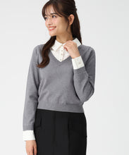 画像をギャラリービューアに読み込む, レースシャツドッキングニット/MM548319 (グレー)