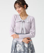 画像をギャラリービューアに読み込む, ラメ配色ボウタイニット/MM548322 (ラベンダー)