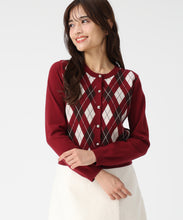 画像をギャラリービューアに読み込む, アーガイルカーディガン/MM548408 (レッド)