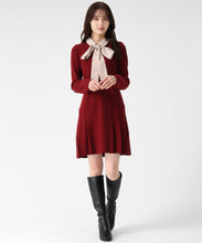 画像をギャラリービューアに読み込む, 【予約販売/10月下旬発売予定】襟付きミニニットワンピース/TT547406 (レッド系)
