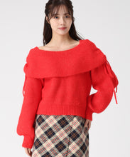 画像をギャラリービューアに読み込む, オフショルミドルゲージニット/TT548307 (レッド)