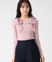 画像をギャラリービューアに読み込む, 肩リボンシアーニット/TT548304 (ピンク)