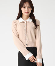 画像をギャラリービューアに読み込む, 【一部店舗限定アイテム】レイヤード衿付きニット/TT558301 (ベージュ)