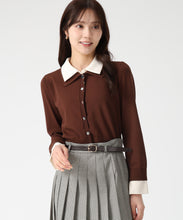 画像をギャラリービューアに読み込む, 【一部店舗限定アイテム】レイヤード衿付きニット/TT558301 (ブラウン)