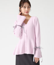 画像をギャラリービューアに読み込む, 【予約販売/11月中旬発売予定】袖リボンベロアペプラムニット/TT548316 (ピンク)
