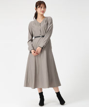 画像をギャラリービューアに読み込む, ベルト配色Aラインワンピース/MM547422 (モカ)