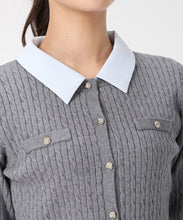 画像をギャラリービューアに読み込む, 【WEB限定予約販売/11月中旬発売予定】シャツ襟付きケーブルカーディガン/MM548410 3