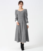 画像をギャラリービューアに読み込む, カットツイードフレアワンピース/TT547416 (ブラック)