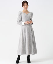 画像をギャラリービューアに読み込む, カットツイードフレアワンピース/TT547416 (ブルー)