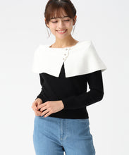 画像をギャラリービューアに読み込む, 配色ラメケープニット /MM618302 (イエロー)