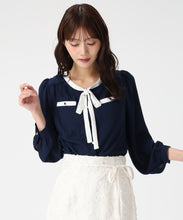 画像をギャラリービューアに読み込む, 配色リボン長袖ブラウス/MM618102 21